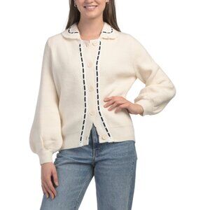 SUNDAY EDITION Cream Whipstitch Cardigan